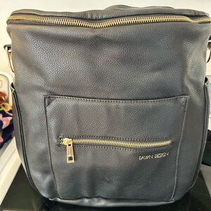 Fawn Design “The Original” Black Backpack with Gold Accents